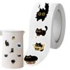 Kitten Cat Scrapbooking Stickers Roll Cartoon Black Laptop Stickers Aesthet