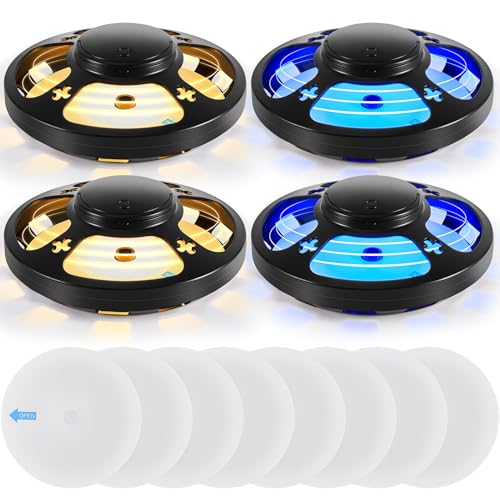Kittmip 4 Pcs Flea Traps for Inside Your Home with 8 Sticky Pads, Bed Bug Tick Killer Flea Light Gnat Traps Pest Control, UV Night Light Bug Catcher for Bugs Moths Gnat Indoor and Outdoor(Black)
