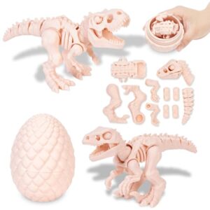 KittyCode 2PCS 3D Printed Dinosaur Eggs, DIY Assembly Kit to Build Articulated Skeleton, STEM Fidget Building Toy for Kids, Sensory Learning Gift
