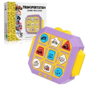 Kivonio 5-in-1 Handheld Tic Tac Toe Game for Kids, Educational Memory Toy with Cute Animal Vehicle Patterns, Portable Travel Game for Road Trip Airplane Classroom, Toy Gift for Boys Girls