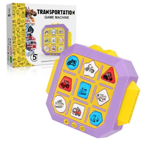 Kivonio 5-in-1 Handheld Tic Tac Toe Game for Kids, Educational Memory Toy with Cute Animal Vehicle Patterns, Portable Travel Game for Road Trip Airplane Classroom, Toy Gift for Boys Girls