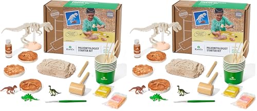 KiwiCo Dinosaur Fossil Dig Kit for Kids Age 6+ | Excavate & Build Dinosaur Skeleton, Make Fossil Impressions | STEM Paleontology Science Kit & Gift with Dinosaur Facts Poster (Pack of 2)