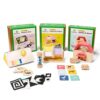 KiwiCo Early Baby Learning Bundle: Visual Tracking Mirror & Auditory Discovery Set, Speech Development Animal Stacker– 3-Piece Baby Gift for Ages 0+