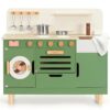 KizKnows Wooden Play Kitchen for Kids,Toddler Pretend Play Toy Kitchen Set