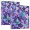 KJIZMO Watercolor Butterflies 3-Ring Binder Hardcover Binder Organizer with Clear View Pocket-2Pack