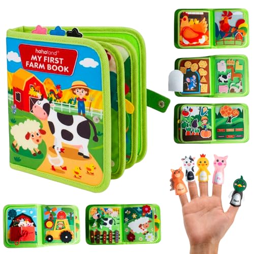 Kkogleam Busy Book for Toddlers 1-3, Montessori Toys for 1 2 Year Old Boy Girl Birthday Gifts, Farm Animal Busy Board Educational Learning Quiet Toddler Activity Book(Green)