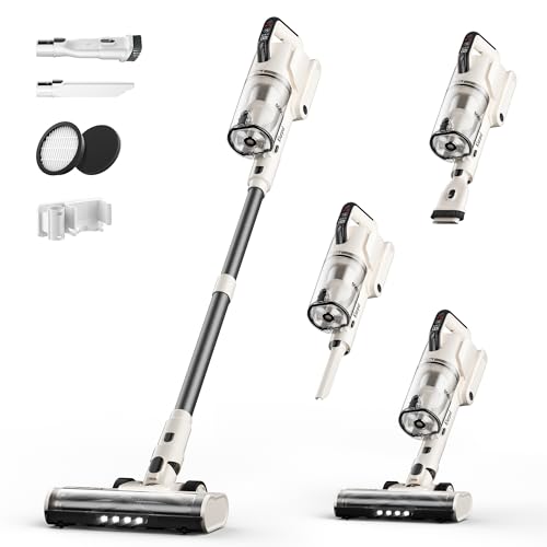 Klarpul Cordless Vacuum Cleaner, 300W 30KPA 50Mins Runtime Fast Charging Vacuum Cleaner, Self-Standing LED Light Touch Screen Stick Vacuum for Home Light Weight,for Pet Hair/Carpet/Floor
