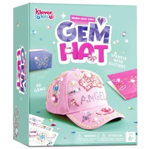 Klever Kits Decorate Your Own Baseball Cap with 7 Sheets Gems Stickers, Art & Crafts Kit for Kids, Fun Creative DIY Toys for Kids Girls
