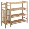 KLOVBCMF Natural Bamboo Shoe Rack with Shelf, Hallway Shoe Organizer Holds Up to 16 Pairs, Sturdy and Lightweight Storage for Indoor Use, Easy Assembly Required, 34.65 x 10.63 x 31.50
