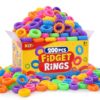 KLT Fidget Toys Bulk for Kids: 200pcs Textured Fidget Ring - Classroom Prize Box Filler - Party Favor Treasure Chest & Goodie Bags Stuffers - ADHD Autism Kids Sensory Calming Toy