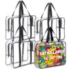 Klyyo Clyro 4 Pack 16 x 20 x 6.7 in Extra Large Clear PVC Storage Bags with Zipper and Handles, Waterproof Reusable Storage Organizer Bags for Board Games, Puzzles, Building Blocks & Travel (Black)