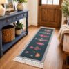 Klyyo Clyro Hallway Washable Runner Rug 2x5 ft Boho Fish Area Rug Colorful Vintage Carpet with Tassels Handmade Inspired Flatweave Non Slip Soft Natural Fiber for Kitchen, Entryway