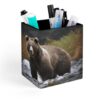 KMRHOUTIQ PU Leather Pen Holder Brown Bear Desk Organizer Storage Cup