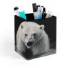 KMRHOUTIQ PU Leather Pen Holder Polar Bear Desk Organizer Storage Cup