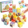 KMTJT Wooden Alphabet Blocks for Toddlers 1-3 | ABC Stacking Blocks Toys for 1 2 3 Year Old Kids | One Year Old Girl Boy 1st First Birthday Gifts | Number Building Blocks Learning Educational Toys
