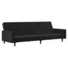 KMTNERVG 2-Seater Velvet Sofa Bed, Convertible Twin Sleeper with Wooden Frame, Black Daybed for Living Room Guest Bed