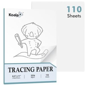 Koala 110 Sheets Tracing Paper 8.5x11 inch White Translucent Paper for Tracing, 32lb/50gsm for Trace Images, Sketch, Drawing, Overlays