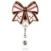 Koazava 2 Pcs Baseball Bow Badge Reel with Alligator Clip, Cute Glitter Retractable ID Badge Holder for Woman Teacher Nurse RN CNA MA, Acrylic Gifts & Accessories for Work, Game Day, Baseball Season