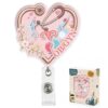 Koazava Cute OBGYN Badge Reel, OB Tech ID Shaker Badge Holder with Retractable Clip, Pink Labor and Delivery Badge Reel for RN CNA CNM OB/GYN Obstetric Nurse Doctor Gifts