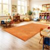KOECKRITZ Soft & Colorful 5' x 5' Kids Classroom Area Rug – Cozy Playroom Carpet for Nursery, Daycare & Preschool, Flammability Pill Test Passed (Tangerine)