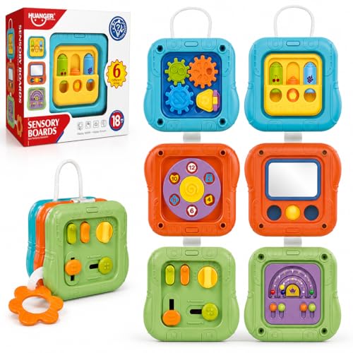 Koknwoa 6-in-1 Montessori Busy Board for Toddlers 1-3, Sensory Activity Board with Fine Motor Skills Toys, Portable Travel Toy, Educational Learning Toy for Boys and Girls Ages 1-3