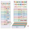 Kolldenn Daily Schedule Pocket Chart, 13+1 Scheduling Pocket Chart with 32 Pieces Reusable Cards Visual Schedule for School Office Home Preschool Activity (Rainbow)