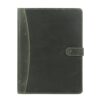 KomalC Leather Portfolio Folder with Button Closure | Business Padfolio for Professionals | Vintage Organizer with Legal Pad Holder, Card Slots & Document Pockets (Green)