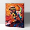Komking Paint by Numbers Kits for Kids Adults on Framed Canvas, Kids Paint by Number Painting Set for Adults Arts Crafts Wall Decoration, Colorful Dinosaur 12x16inch