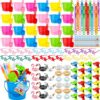 Konohan Beach Sand Toys Set for Kids Toddler 192 Pcs Sandbox Toys Includes Bucket Shovel Sunglasses Water Gun Bubble Wands Inflatable Drink Holder Gift Cards & Bags Bulk Summer Beach Party Favor