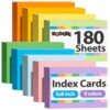 Koogel 180PCS Large Blank Index Cards 5x8, 9 Neon Colors Flash Cards
