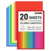 Koogel 20PCS Colored Paper, Including 10 Sheets 50lb/120gsm Construction paper & 10 Sheets 90lb/250gsm Assorted Color Cardstock, for DIY Crafts, School Teaching Supplies