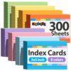 Koogel 300 Count Index Cards 3x5, Colored Flash Cards Ruled on Both Side
