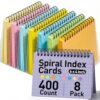 Koogel 400PCS Spiral Index Cards 4x6, Flash Cards for Studying, Colored