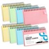 Koogel Spiral Index Cards 3x5 Ruled, Multicolor Spiral Bound FlashCards with Waterproof Cover, Tear-Off Note Cards with Ring for Studying, School & Office, 400 Count (5 Packs of 80)