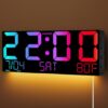 Koovind 16" Large Digital Wall Clock, Corded RGB LED Clock for Classroom