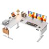 Korfile 63" L Shaped Standing Desk Height Adjustable Memory Presets White