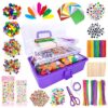 kortes Jumbo Art and Craft Supplies for Kids, Toddler DIY Craft Art Supply Set Included Pipe Cleaners, Pom Poms, Feather, Folding Storage Box - All in One for Craft DIY Art Supplies (Purple)