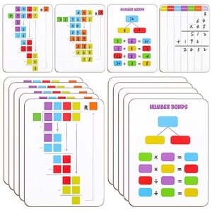 Kosiz 10 Packs Multiplication & Division Plastic Whiteboards 6"x 8" Double-Sided Dry Erase Board Division Boards Math Manipulative Lapboard for School Practice Home Teaching Aid Educational Tool