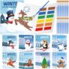 Kosiz 24 Pack Winter Paint with Water Books, Mini Watercolor Coloring Set with Brushes, 8 Designs, 4 Pages Each, Holiday Party Favors, Classroom Prizes, Stocking Stuffers, Travel Art Activities
