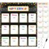 Kosiz Birthday Pocket Chart for Classroom Black Confetti Happy Birthday Calendar 22.4 x 19 Inch Reusable Wall Pocket Chart with Dry Erase Markers and 3 Hooks for School Classroom Bulletin Board