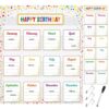 Kosiz Birthday Pocket Chart for Classroom White Confetti Happy Birthday Calendar 22.4 x 19 Inch Reusable Wall Pocket Chart with Dry Erase Markers and 3 Hooks for School Classroom Bulletin Board