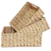 Kosunburg Set of 3 Faux Wicker Storage Baskets, Handwoven Rattan Organizer Bins for Kitchen, Bathroom, Shelf & Closet, Multipurpose Boho Home Decor Baskets