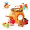 Koty Baby Toys 0-6 Months,Bee House Sensory Toy, Interactive Plush Beehive wtih rattles, queaker, Mirror, Busy Montessori Soft Toys for Toddlers 0-3,Development Toy for Infants 6-12 Months