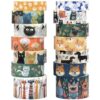 KOVANO Washi Tape Set 14 Rolls, Cute Animal Decorative Tape, Cats Puppies Pugs Designs Washi Tapes for Scrapbooking Supplies, Journaling Supplies, Crafts