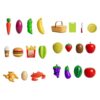 kowaku Cutting Play Pretend Food, Pretend Fruit Vegetables Accessory with Basket Kitchen Pretend Food Set for Gift, 22Pcs