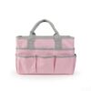 kowaku Educational Storage Pouch Organizer Tote Bag Utility With Multiple Compartments And Side Pockets In Sturdy Polyester For Classroom And Craft Use, Array, Pink Grey