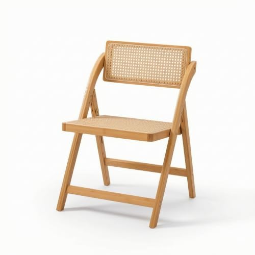 kowaku Folding Seat Cane Chair Folding Chair Dining Chair Chair with Lightweight Build and Easy Storage Suitable for Dining Rooms Study Areas Guest Seating Small Apartments, Natural