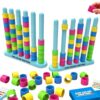 kowgical Color Matching Challenge Game, 1-2 Player Color Stacking Puzzle Game, Board Games for Adults Teenager, Interactive Desktop Game Birthday Party Gifts (Colorful Two-Player)