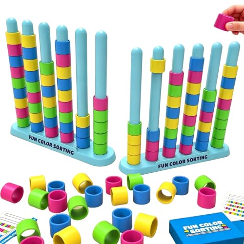 kowgical Color Matching Challenge Game, 1-2 Player Color Stacking Puzzle Game, Board Games for Adults Teenager, Interactive Desktop Game Birthday Party Gifts (Colorful Two-Player)