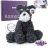 KOWSI® Microwavable Heating Pad Schnauzer Dog Plush - Weighted Stuffed Animal Toy Tourmaline Beads & Lavender - 1.1 lb for Long Lasting Cozy Warmth & Relaxation - Includes Gift Box & Greeting Card